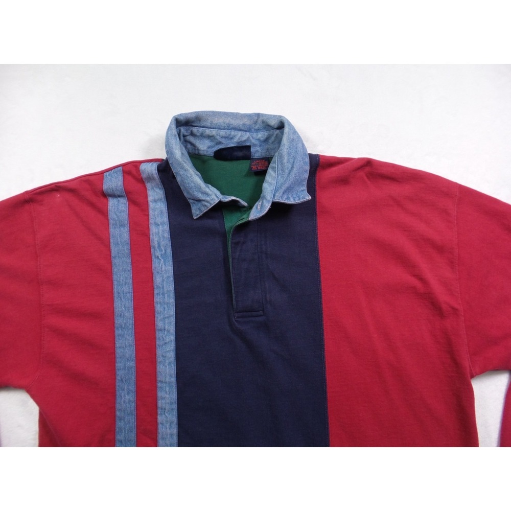 Vintage Robert Bruce Shirt Mens Size Large Red Colorblock Polo Long Sleeve - Picture 3 of 12